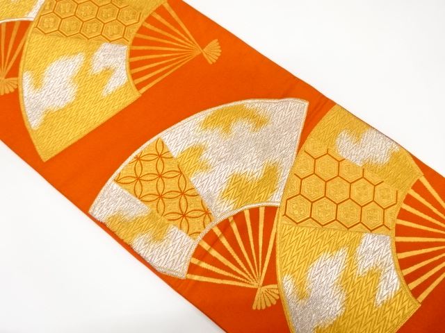 アンティーク　扇に古典柄織り出し袋帯（着用可）